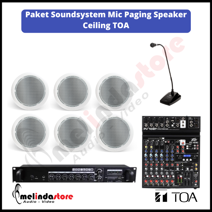 Paket Soundsystem Mic Paging Speaker Ceiling TOA ZS-658R - 6 Speaker